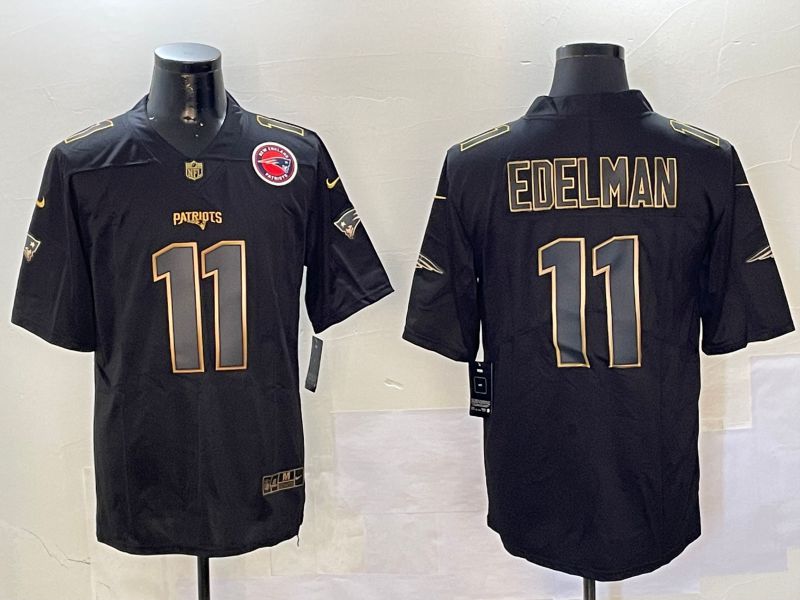 Men New England Patriots #11 Edelman Black Gold 2024 Nike Limited NFL Jersey style 01081->youth nfl jersey->Youth Jersey